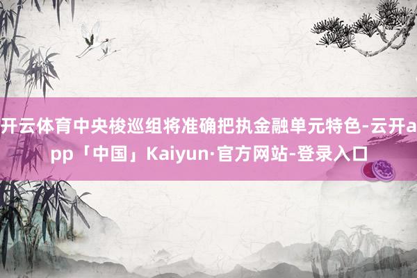 开云体育中央梭巡组将准确把执金融单元特色-云开app「中国」Kaiyun·官方网站-登录入口