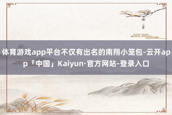 体育游戏app平台不仅有出名的南翔小笼包-云开app「中国」Kaiyun·官方网站-登录入口