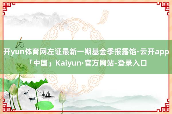 开yun体育网左证最新一期基金季报露馅-云开app「中国」Kaiyun·官方网站-登录入口